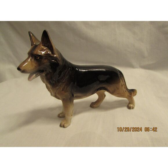 German Shepard figurine statue Japan vintage brown black standing dog puppy - Picture 1 of 7